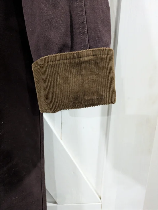 L.L. Bean Dark Plum Canvas Barn Coat with Corduroy Trim Adirondack - Picture 5 of 6